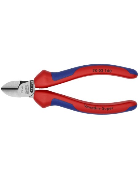 Alicate de corte diagonal con fundas multicomponentes negro atramentado 140 mm (cartulina autoservicio/blíster) KNIPEX 70 02 14