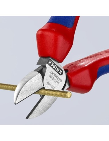Alicate de corte diagonal con fundas multicomponentes negro atramentado 140 mm (cartulina autoservicio/blíster) KNIPEX 70 02 14