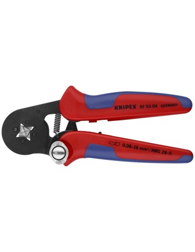 Alicate autoajustable para crimpar punteras huecas de acceso lateral con fundas multicomponentes bruñido 180 mm (cartulina auto