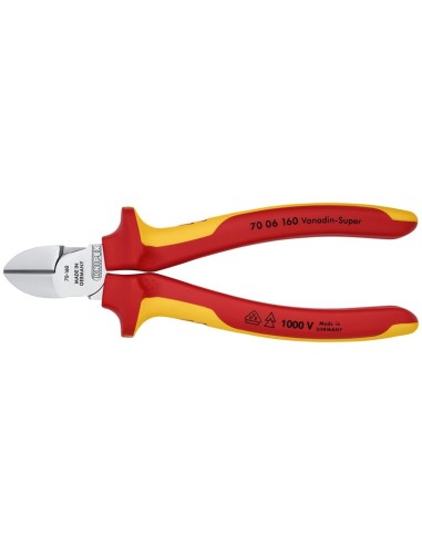 Alicate de corte diagonal aislados con fundas multicomponentes, según norma VDE cromado 160 mm (cartulina autoservicio/blíster)