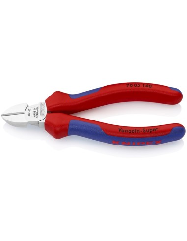 Alicate de corte diagonal con fundas multicomponentes cromado 140 mm KNIPEX 70 05 140