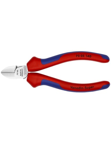 Alicate de corte diagonal con fundas multicomponentes cromado 140 mm KNIPEX 70 05 140