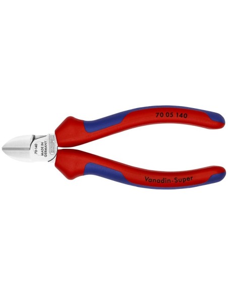 Alicate de corte diagonal con fundas multicomponentes cromado 140 mm KNIPEX 70 05 140