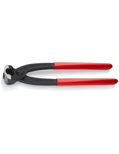 Alicate para abrazaderas de oreja recubiertos de plástico negro atramentado 220 mm (cartulina autoservicio/blíster) KNIPEX 10 9