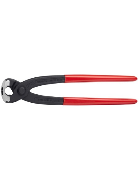 Alicate para abrazaderas de oreja recubiertos de plástico negro atramentado 220 mm (cartulina autoservicio/blíster) KNIPEX 10 9