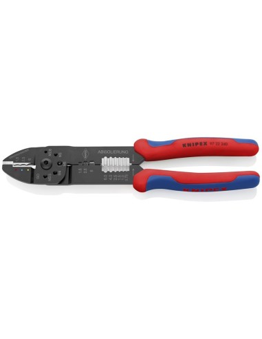 Alicate para crimpar terminales con fundas multicomponentes negro, lacado 240 mm (cartulina autoservicio/blíster) KNIPEX 97 22