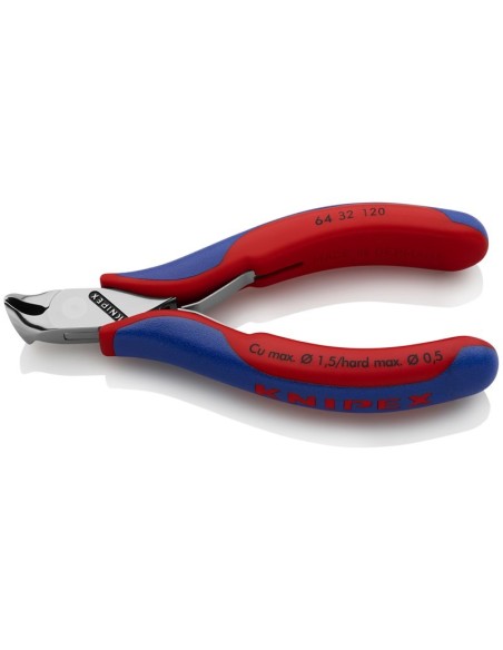 Alicate de corte frontal para electrónica con fundas multicomponentes 120 mm KNIPEX 64 32 120