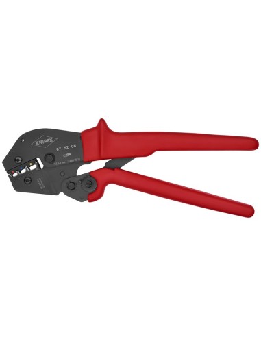 Alicate para crimpar terminales también para trabajar a dos manos con fundas de plástico antideslizantes bruñido 250 mm (cartul