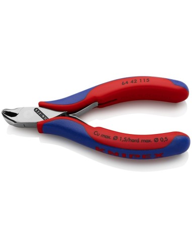 Alicate de corte frontal para electrónica con fundas multicomponentes 115 mm (cartulina autoservicio/blíster) KNIPEX 64 42 115