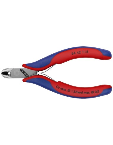 Alicate de corte frontal para electrónica con fundas multicomponentes 115 mm (cartulina autoservicio/blíster) KNIPEX 64 42 115