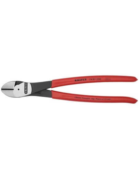 Alicates de corte diagonal de fuerza recubiertos de plástico negro atramentado 250 mm (cartulina autoservicio/blíster) KNIPEX 7