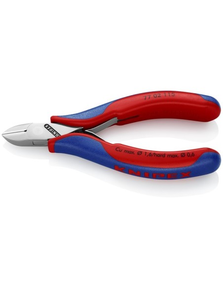 Alicates de corte diagonal para electrónica con fundas multicomponentes 115 mm KNIPEX 77 02 115