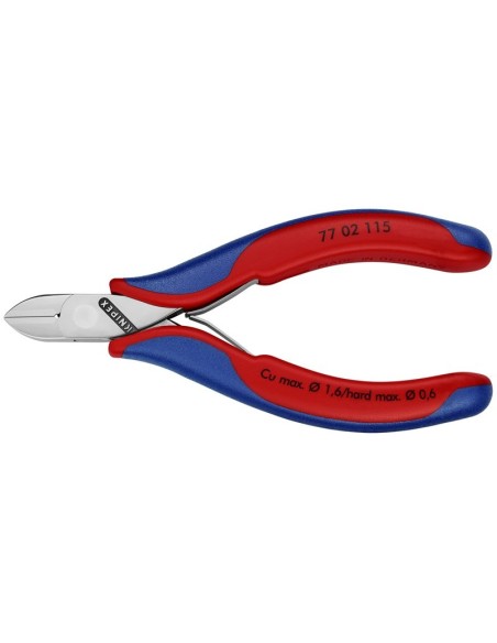 Alicates de corte diagonal para electrónica con fundas multicomponentes 115 mm KNIPEX 77 02 115