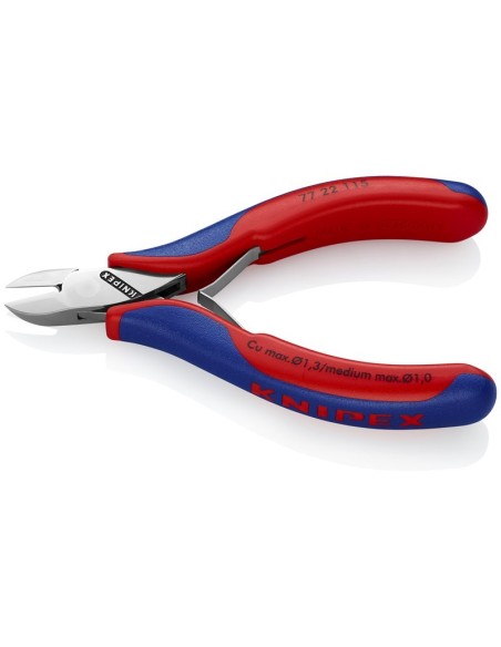 Alicates de corte diagonal para electrónica con fundas multicomponentes 115 mm KNIPEX 77 22 115