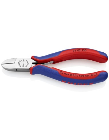 Alicates de corte diagonal para electrónica con fundas multicomponentes 130 mm KNIPEX 77 02 130