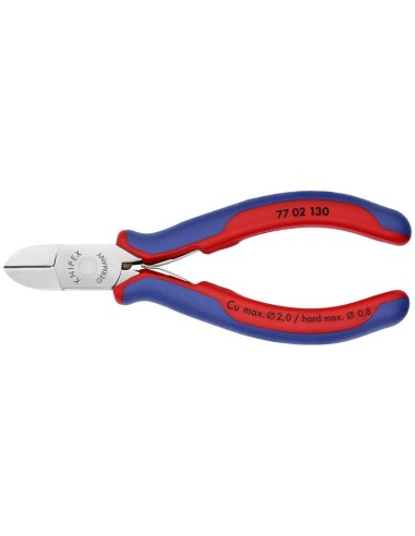 Alicates de corte diagonal para electrónica con fundas multicomponentes 130 mm KNIPEX 77 02 130