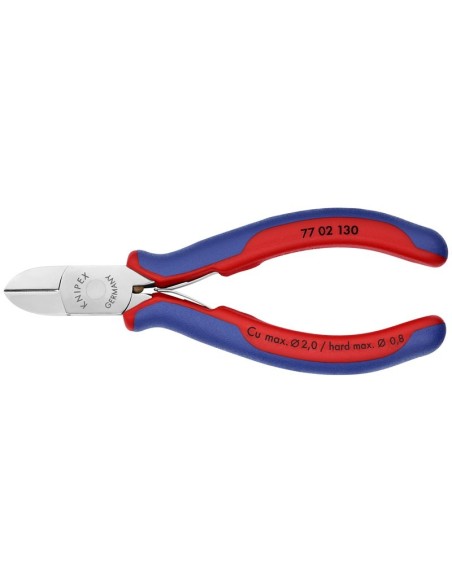 Alicates de corte diagonal para electrónica con fundas multicomponentes 130 mm KNIPEX 77 02 130