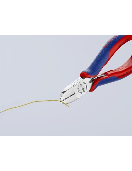 Alicates de corte diagonal para electrónica con fundas multicomponentes 130 mm KNIPEX 77 02 130