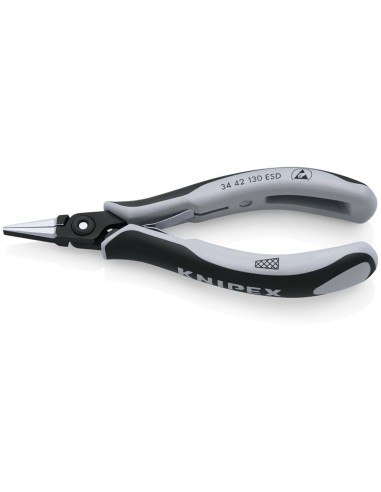 Alicate de precisión de montaje para electrónica ESD con fundas multicomponentes bruñido 130 mm KNIPEX 34 42 130 ESD