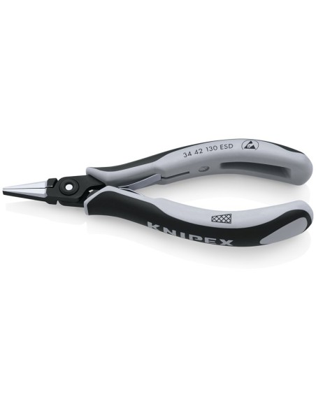 Alicate de precisión de montaje para electrónica ESD con fundas multicomponentes bruñido 130 mm KNIPEX 34 42 130 ESD