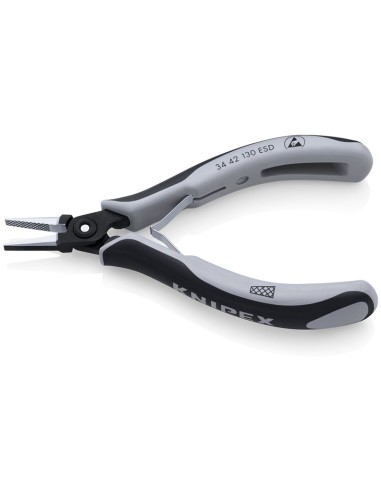 Alicate de precisión de montaje para electrónica ESD con fundas multicomponentes bruñido 130 mm KNIPEX 34 42 130 ESD