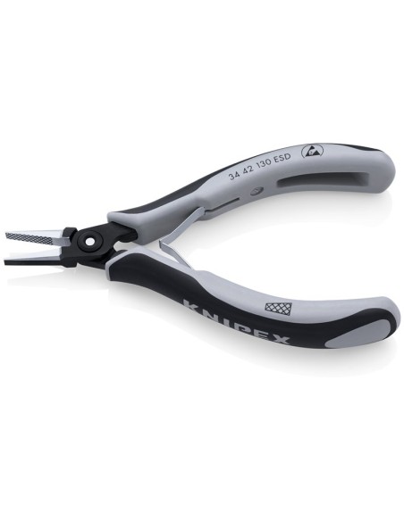Alicate de precisión de montaje para electrónica ESD con fundas multicomponentes bruñido 130 mm KNIPEX 34 42 130 ESD