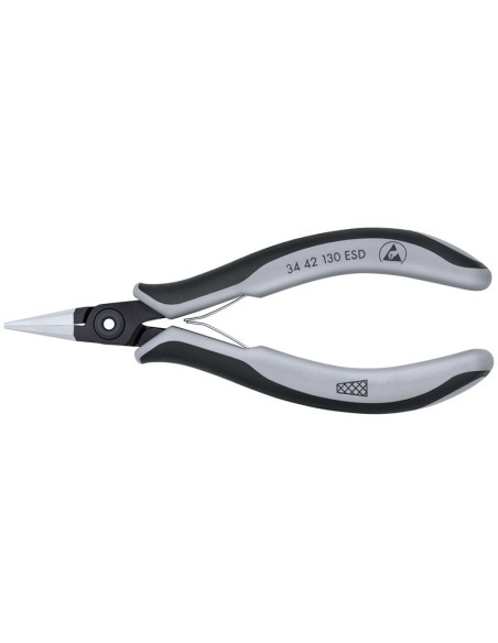 Alicate de precisión de montaje para electrónica ESD con fundas multicomponentes bruñido 130 mm KNIPEX 34 42 130 ESD