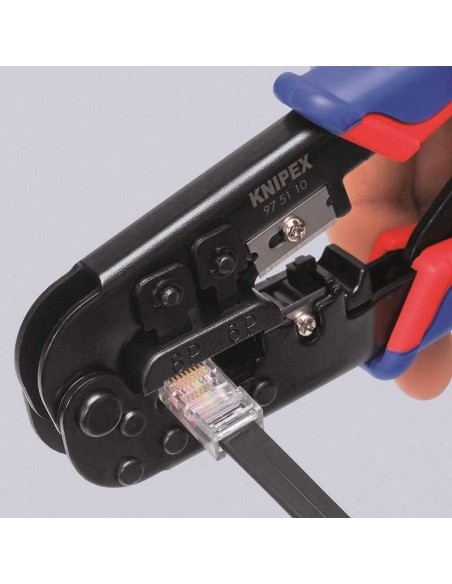 Alicate para crimpar conectores Western con fundas multicomponentes bruñido 190 mm KNIPEX 97 51 10