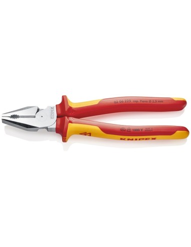 Alicate universal de fuerza aislados con fundas multicomponentes, según norma VDE cromado 225 mm KNIPEX 02 06 225
