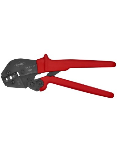 Alicate para crimpar terminales también para trabajar a dos manos con fundas de plástico antideslizantes bruñido 250 mm KNIPEX