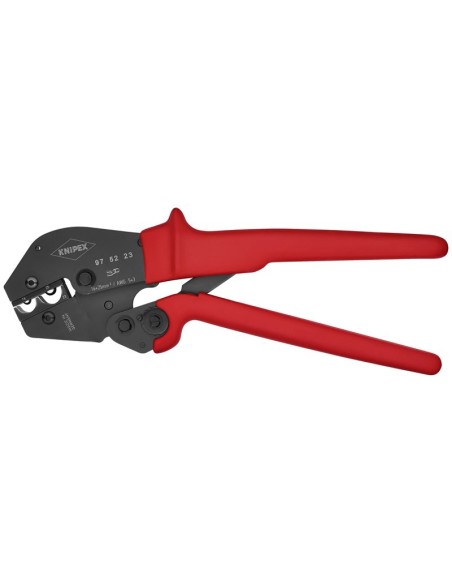 Alicate para crimpar terminales también para trabajar a dos manos con fundas de plástico antideslizantes bruñido 250 mm KNIPEX