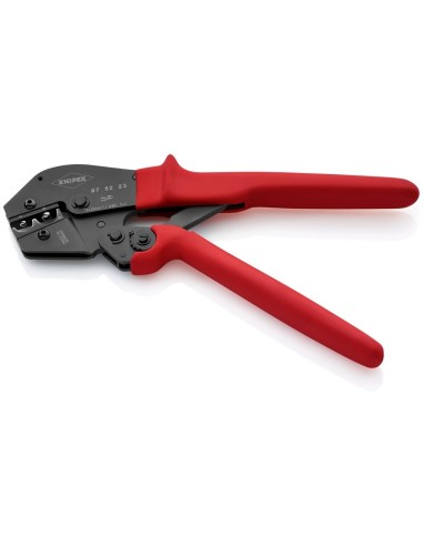 Alicate para crimpar terminales también para trabajar a dos manos con fundas de plástico antideslizantes bruñido 250 mm KNIPEX