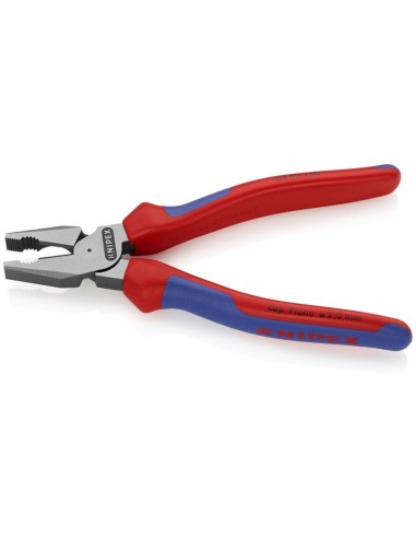 Alicate universal de fuerza con fundas multicomponentes negro atramentado 180 mm (cartulina autoservicio/blíster) KNIPEX 02 02
