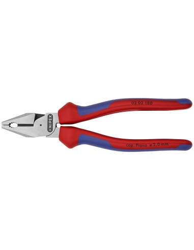 Alicate universal de fuerza con fundas multicomponentes negro atramentado 180 mm (cartulina autoservicio/blíster) KNIPEX 02 02