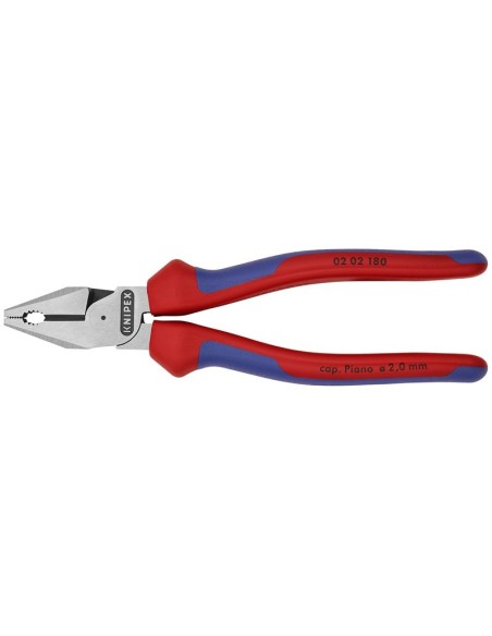 Alicate universal de fuerza con fundas multicomponentes negro atramentado 180 mm (cartulina autoservicio/blíster) KNIPEX 02 02