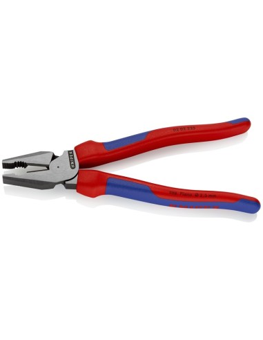 Alicate universal de fuerza con fundas multicomponentes negro atramentado 225 mm (cartulina autoservicio/blíster) KNIPEX 02 02