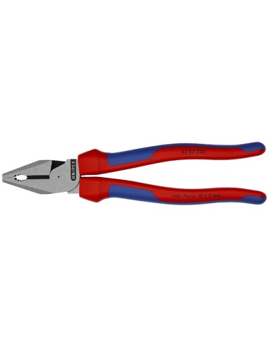 Alicate universal de fuerza con fundas multicomponentes negro atramentado 225 mm (cartulina autoservicio/blíster) KNIPEX 02 02