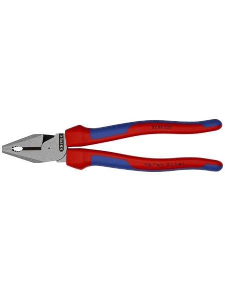Alicate universal de fuerza con fundas multicomponentes negro atramentado 225 mm (cartulina autoservicio/blíster) KNIPEX 02 02