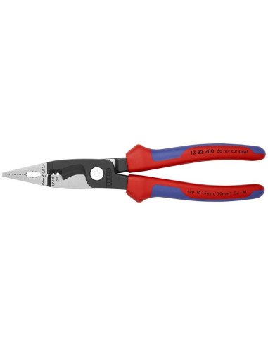 Alicate para instalaciones eléctricas con fundas multicomponentes negro atramentado 200 mm KNIPEX 13 82 200