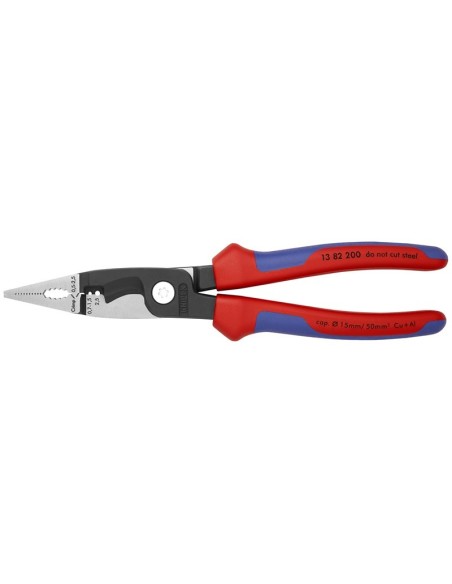 Alicate para instalaciones eléctricas con fundas multicomponentes negro atramentado 200 mm KNIPEX 13 82 200