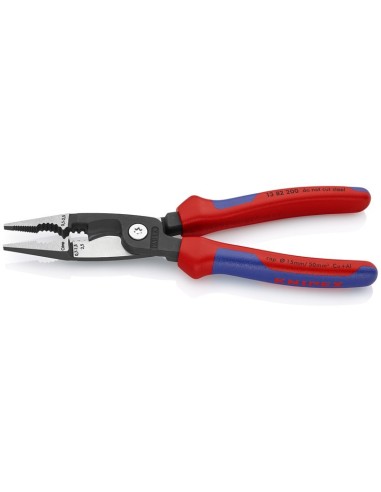 Alicate para instalaciones eléctricas con fundas multicomponentes negro atramentado 200 mm KNIPEX 13 82 200