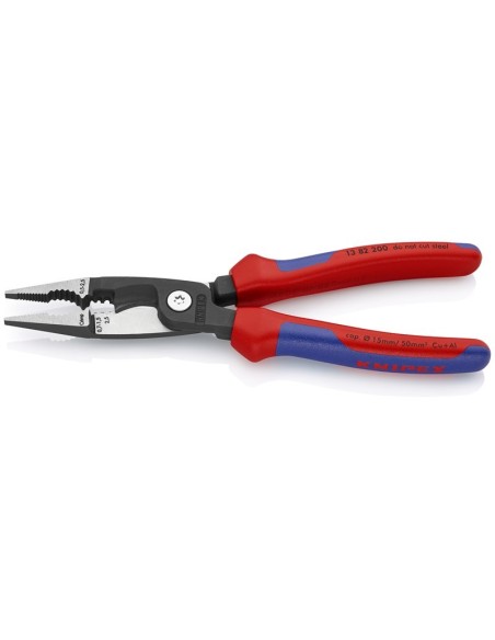 Alicate para instalaciones eléctricas con fundas multicomponentes negro atramentado 200 mm KNIPEX 13 82 200