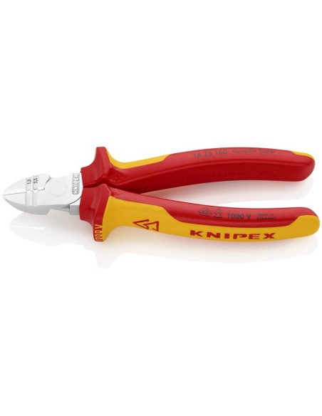 Alicates de corte diagonal con función de pelacables aislados con fundas multicomponentes, según norma VDE cromado 160 mm KNIPE