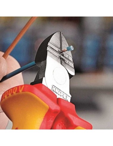 Alicates de corte diagonal con función de pelacables aislados con fundas multicomponentes, según norma VDE cromado 160 mm KNIPE