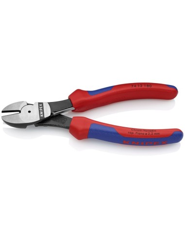 Alicates de corte diagonal de fuerza con fundas multicomponentes negro atramentado 180 mm (cartulina autoservicio/blíster) KNIP