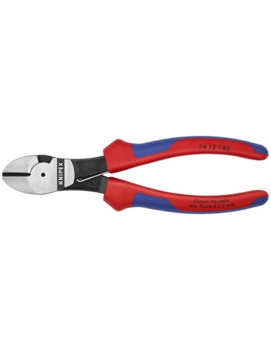Alicates de corte diagonal de fuerza con fundas multicomponentes negro atramentado 180 mm (cartulina autoservicio/blíster) KNIP