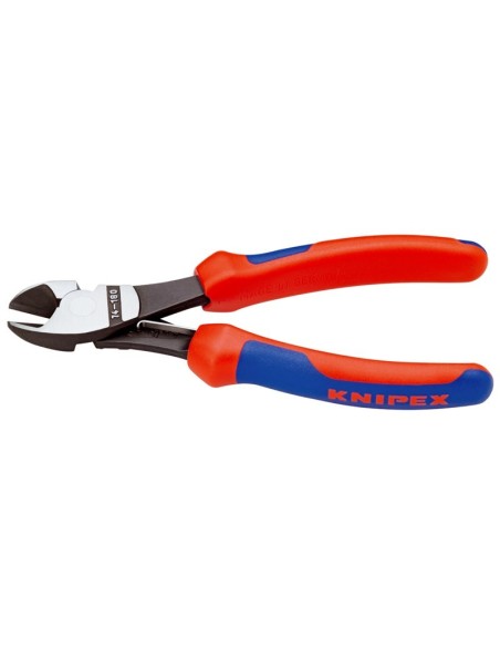 Alicates de corte diagonal de fuerza con fundas multicomponentes negro atramentado 180 mm (cartulina autoservicio/blíster) KNIP