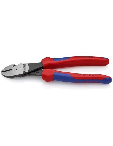 Alicates de corte diagonal de fuerza con fundas multicomponentes negro atramentado 200 mm KNIPEX 74 22 200