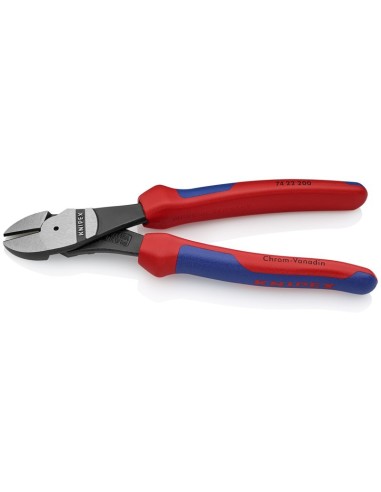 Alicates de corte diagonal de fuerza con fundas multicomponentes negro atramentado 200 mm KNIPEX 74 22 200