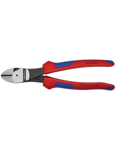 Alicates de corte diagonal de fuerza con fundas multicomponentes negro atramentado 200 mm KNIPEX 74 22 200